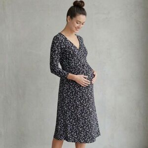 Gap Maternity Tie Back Ditsy Floral Midi Dress Size M